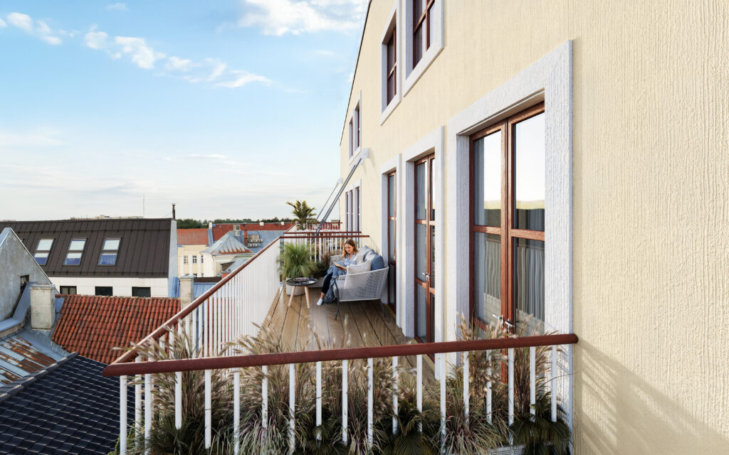 Privaatne rõdu RADHAUS elamus Tartu vanalinnas, pakkudes hubast puhkeala linnakeskkonnas